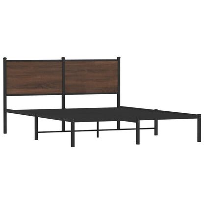 vidaXL Metal Bed Frame without Mattress Brown Oak 137x190 cm