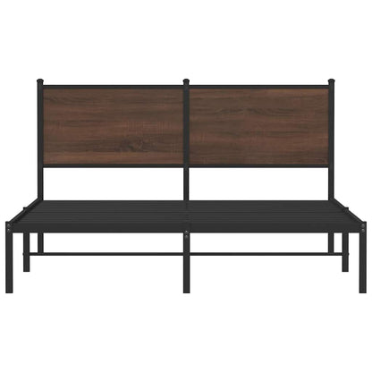 vidaXL Metal Bed Frame without Mattress Brown Oak 137x190 cm