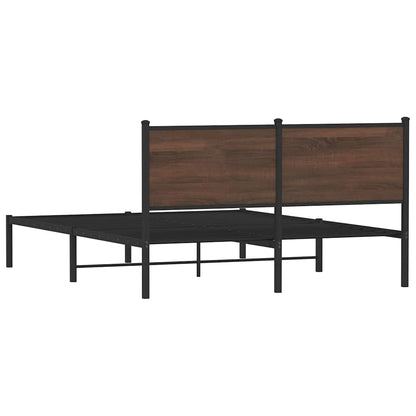vidaXL Metal Bed Frame without Mattress Brown Oak 137x190 cm