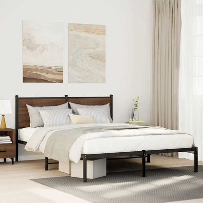 vidaXL Metal Bed Frame without Mattress Brown Oak 137x190 cm