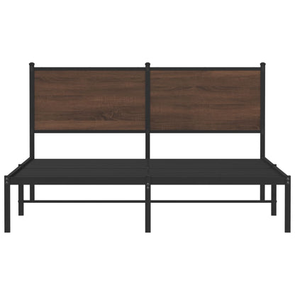 vidaXL Metal Bed Frame without Mattress Brown Oak 150x200 cm King Size