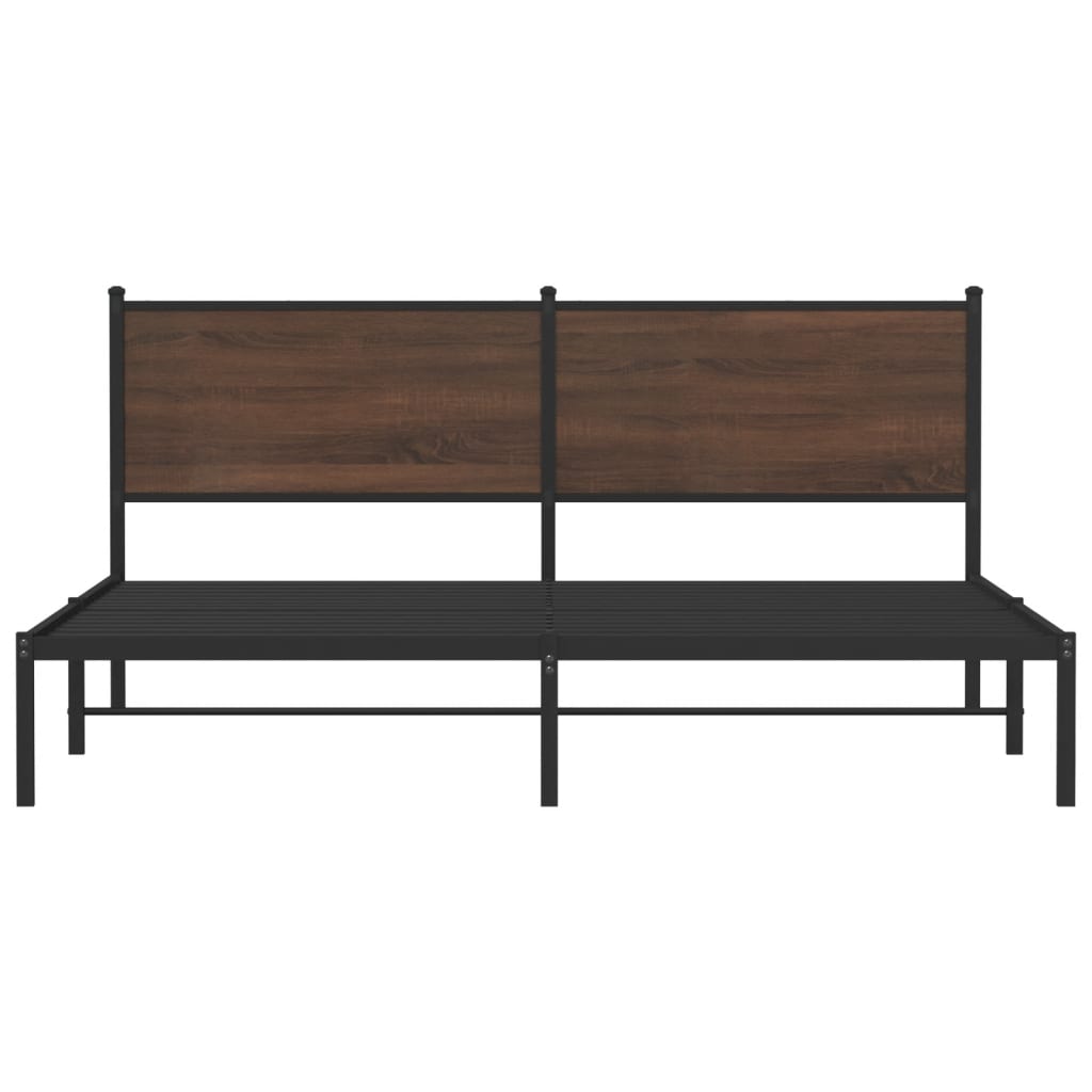 vidaXL Metal Bed Frame without Mattress Brown Oak 180x200 cm Super King