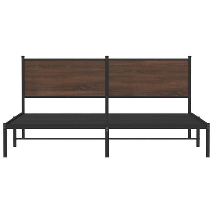 vidaXL Metal Bed Frame without Mattress Brown Oak 180x200 cm Super King