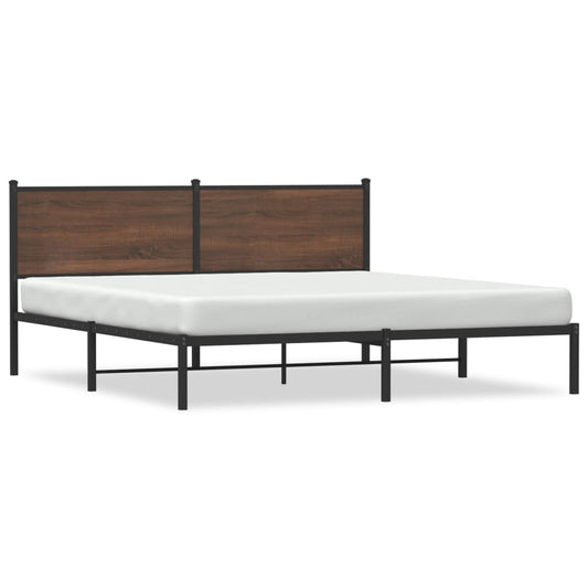vidaXL Metal Bed Frame without Mattress Brown Oak 183x213 cm