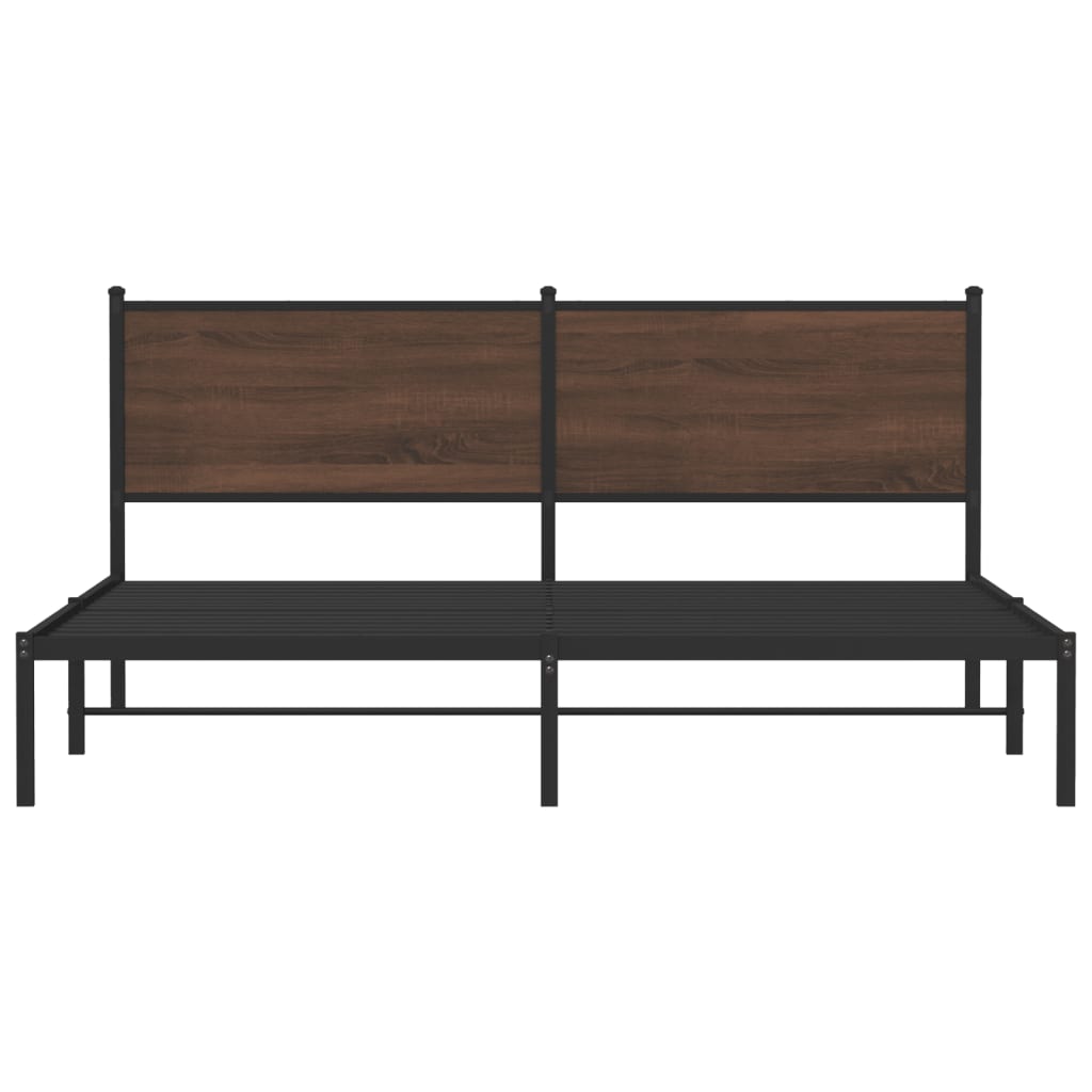 vidaXL Metal Bed Frame without Mattress Brown Oak 183x213 cm