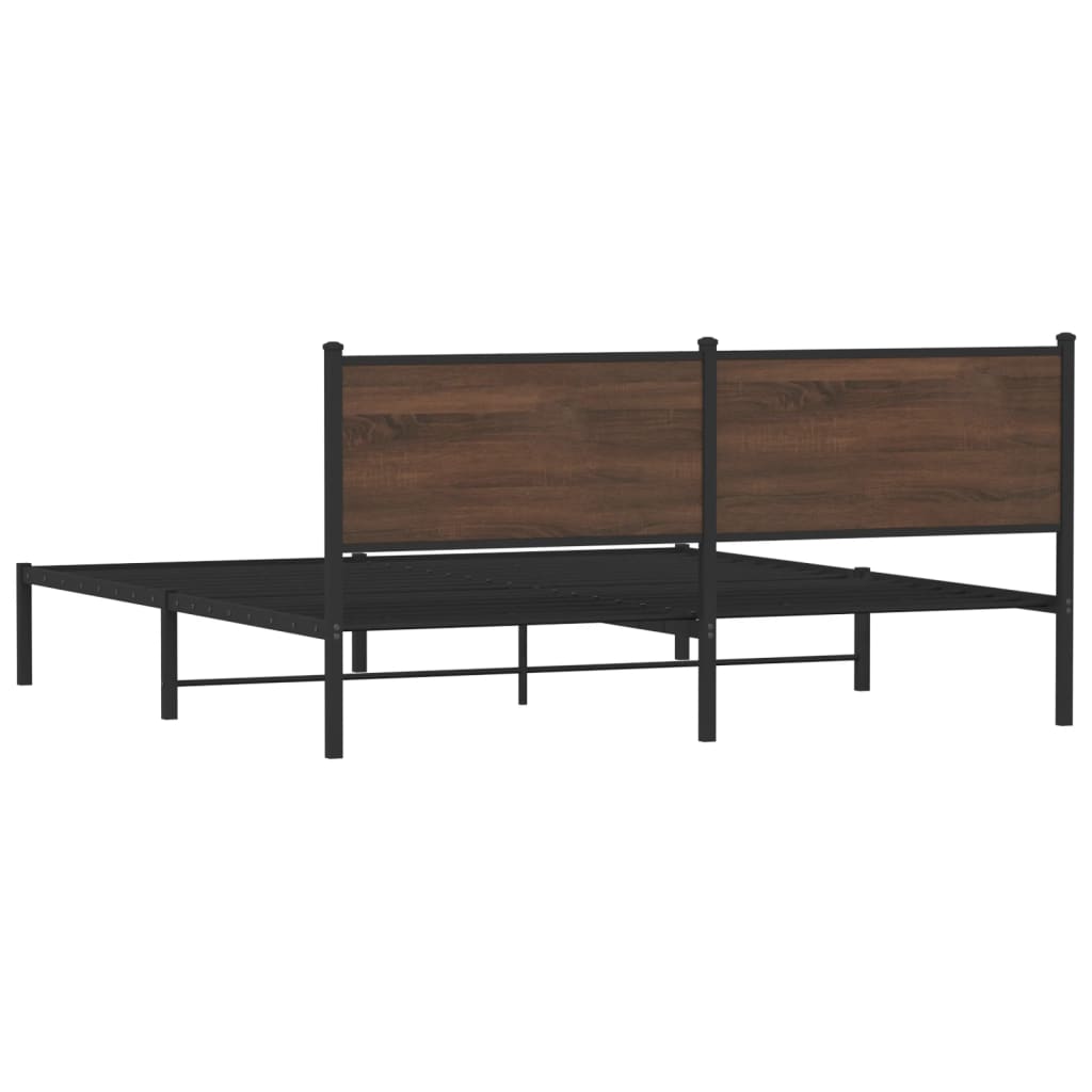 vidaXL Metal Bed Frame without Mattress Brown Oak 183x213 cm