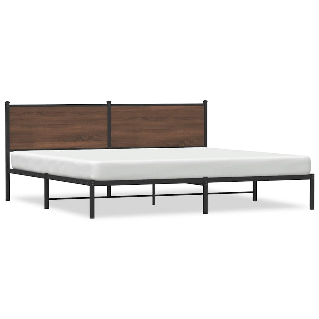 vidaXL Metal Bed Frame without Mattress Brown Oak 193x203 cm