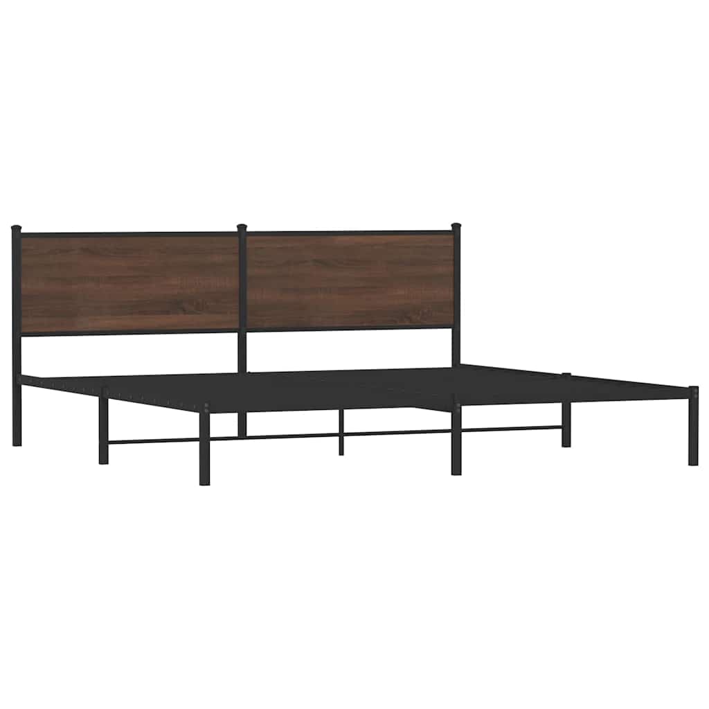 vidaXL Metal Bed Frame without Mattress Brown Oak 193x203 cm