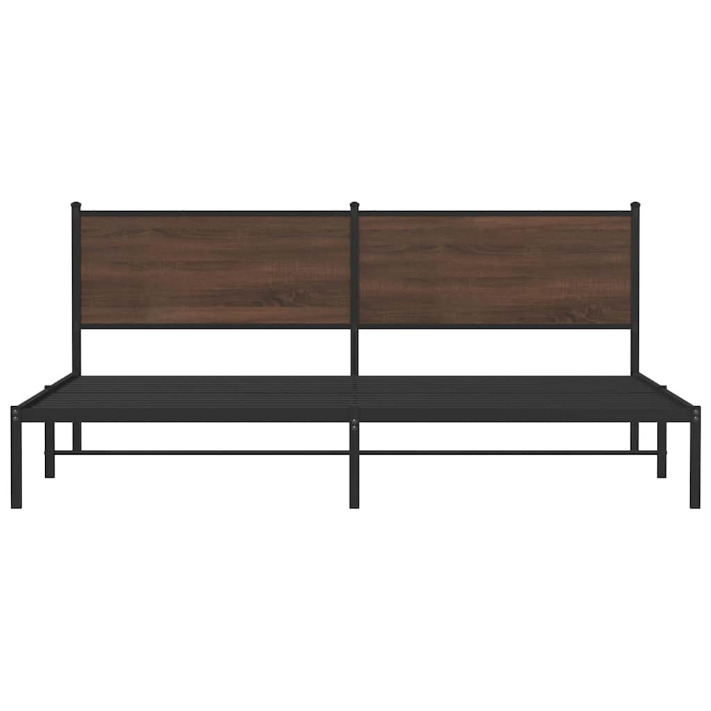 vidaXL Metal Bed Frame without Mattress Brown Oak 193x203 cm