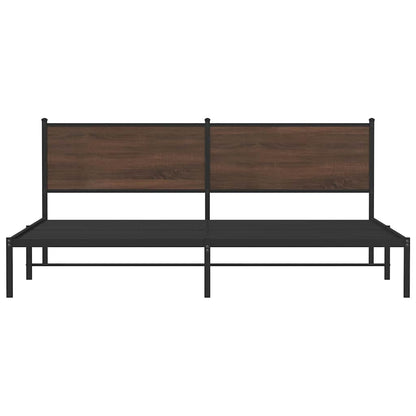 vidaXL Metal Bed Frame without Mattress Brown Oak 193x203 cm