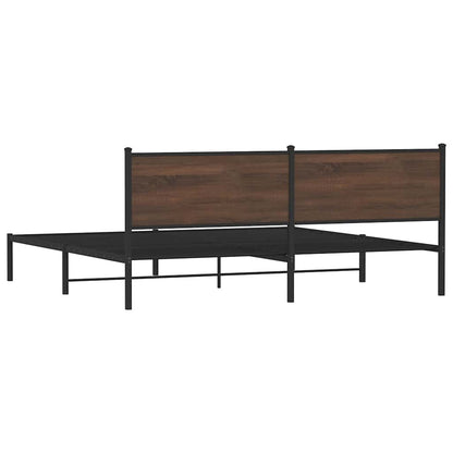 vidaXL Metal Bed Frame without Mattress Brown Oak 193x203 cm