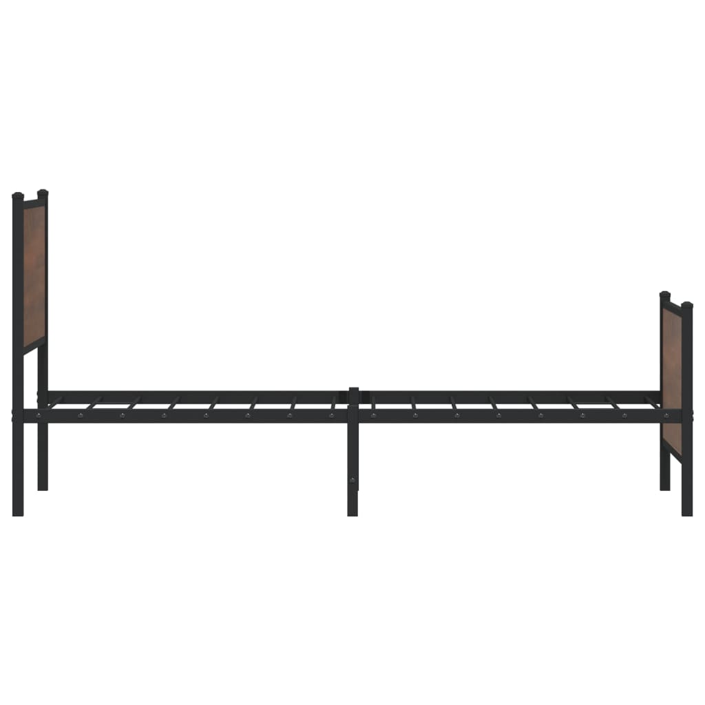 vidaXL Metal Bed Frame without Mattress Brown Oak 75x190 cm Small Single