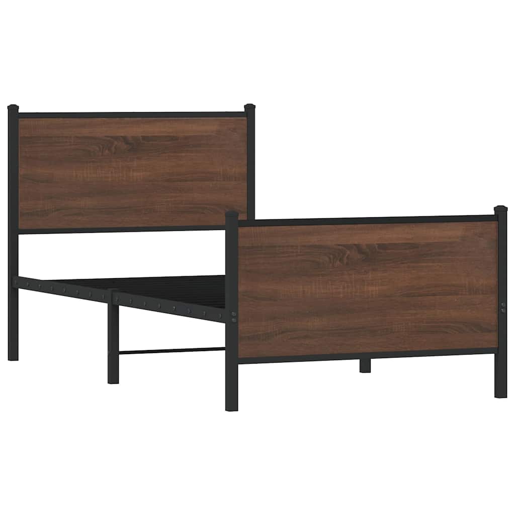 vidaXL Metal Bed Frame without Mattress Brown Oak 80x200 cm