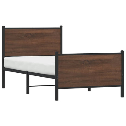 vidaXL Metal Bed Frame without Mattress Brown Oak 80x200 cm