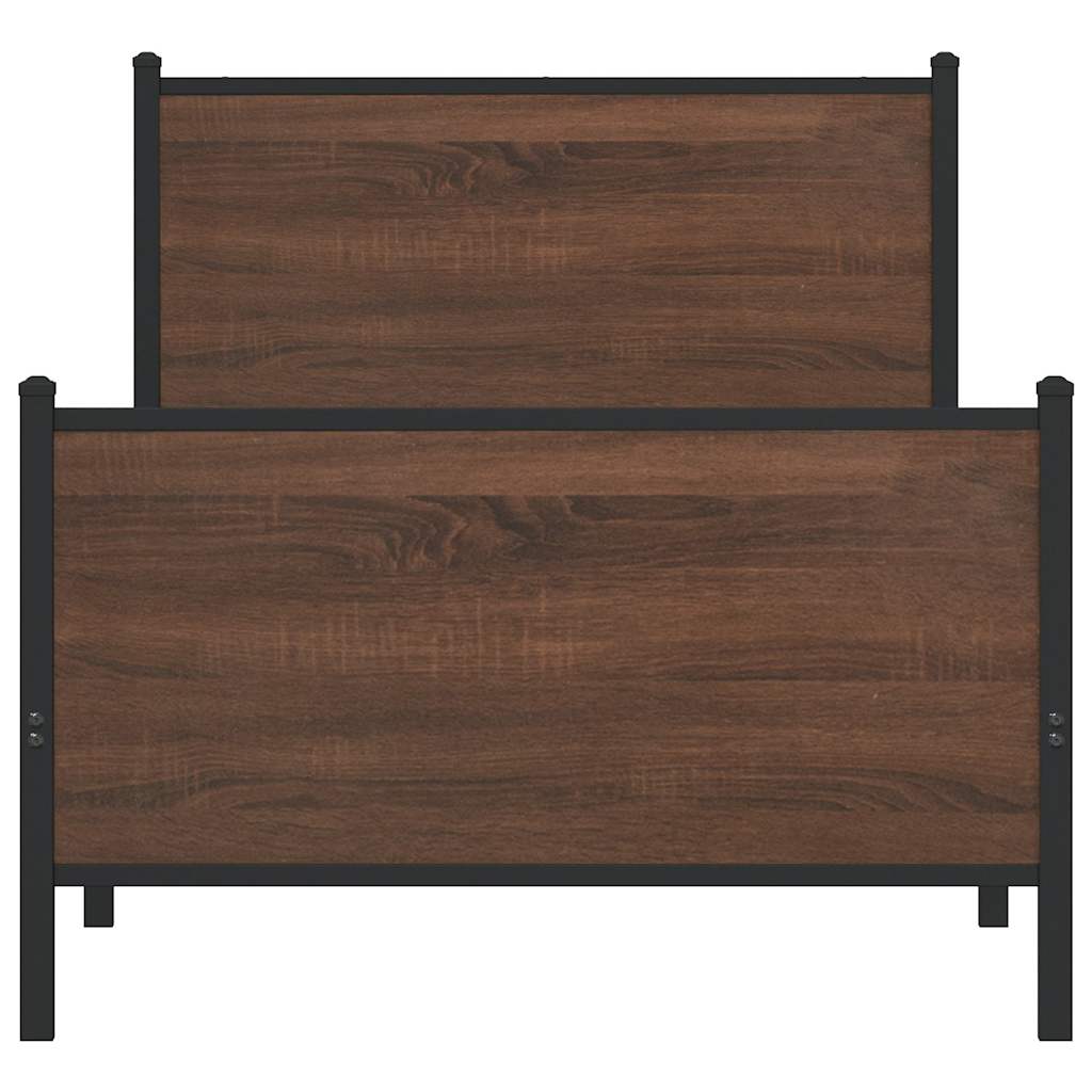 vidaXL Metal Bed Frame without Mattress Brown Oak 80x200 cm
