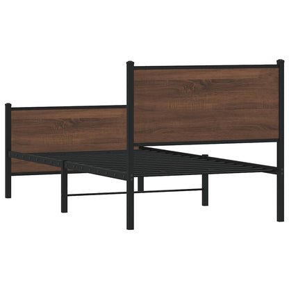 vidaXL Metal Bed Frame without Mattress Brown Oak 80x200 cm