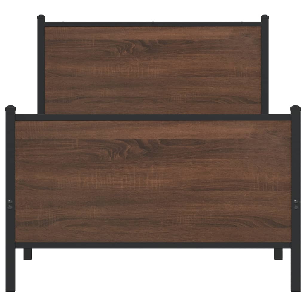 vidaXL Metal Bed Frame without Mattress Brown Oak 90x190 cm Single