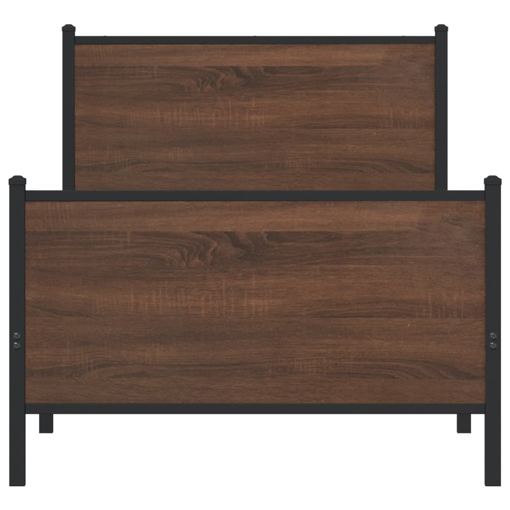 vidaXL Metal Bed Frame without Mattress Brown Oak 100x190 cm