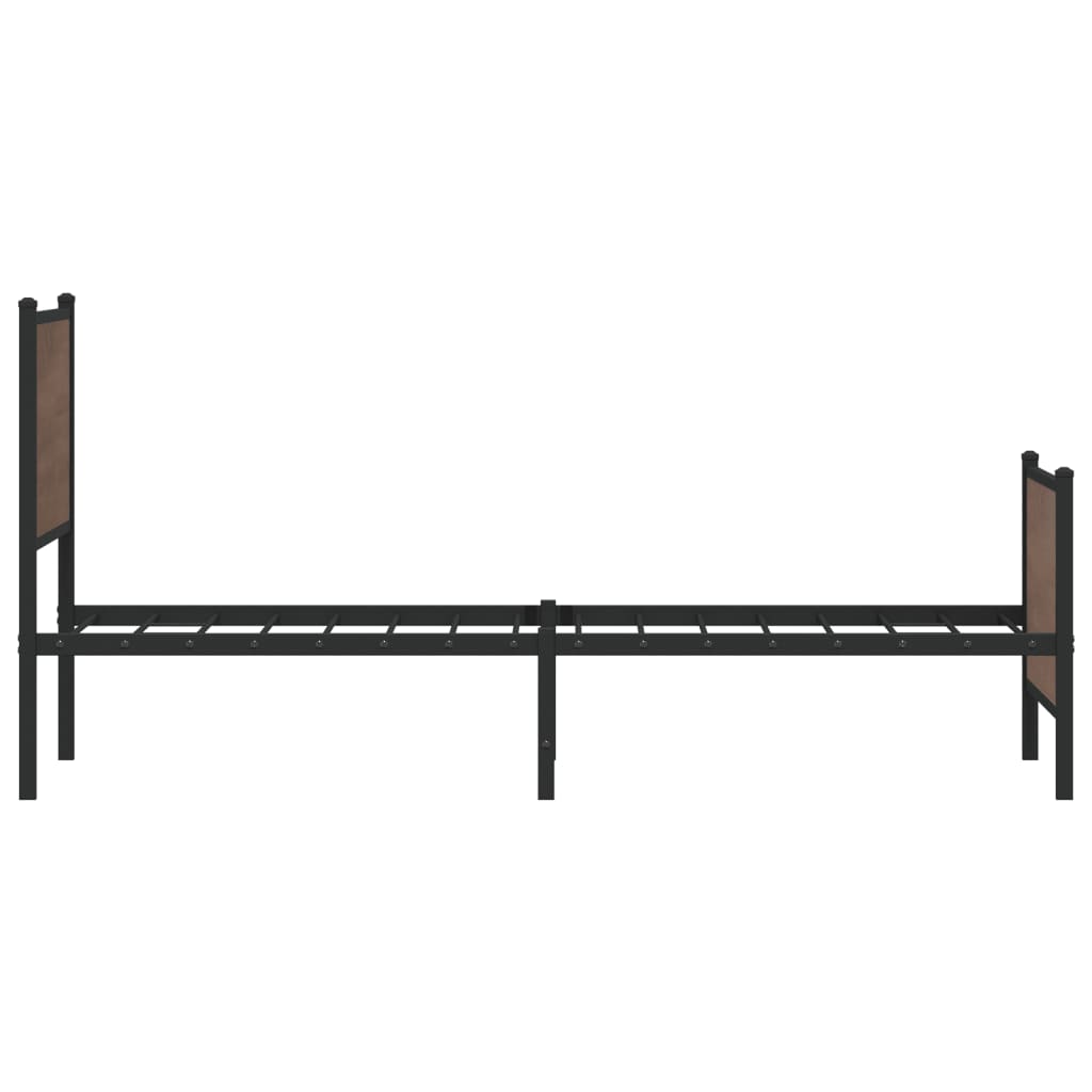 vidaXL Metal Bed Frame without Mattress Brown Oak 100x190 cm