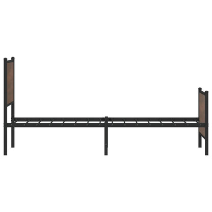 vidaXL Metal Bed Frame without Mattress Brown Oak 107x203 cm