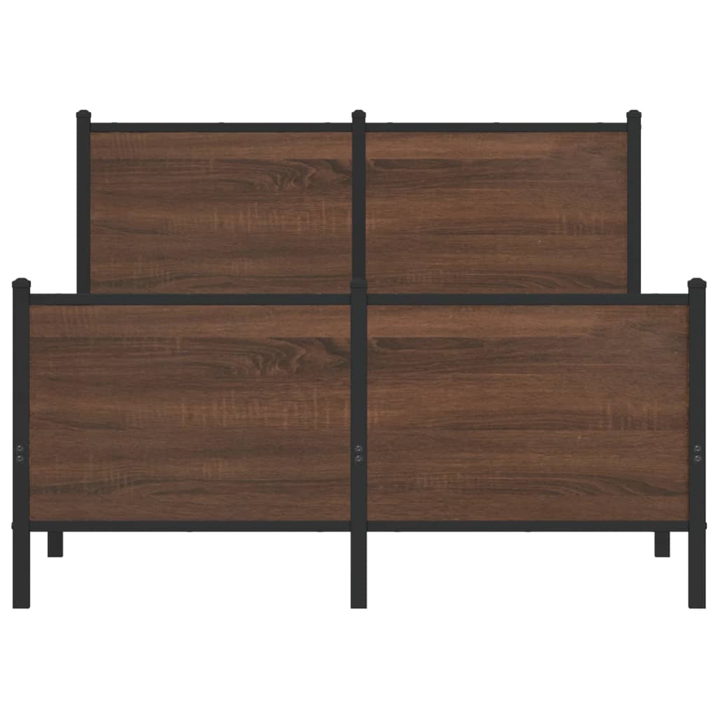 vidaXL Metal Bed Frame without Mattress Brown Oak 120x190 cm Small Double