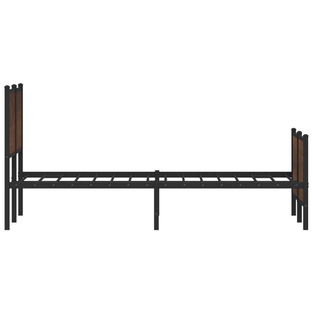 vidaXL Metal Bed Frame without Mattress Brown Oak 120x190 cm Small Double