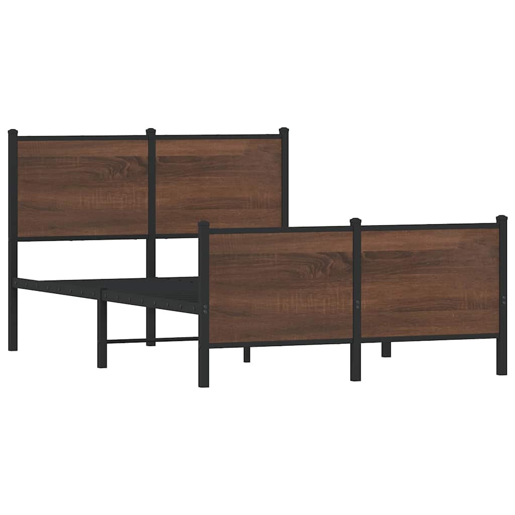 vidaXL Metal Bed Frame without Mattress Brown Oak 120x200 cm