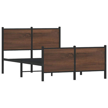 vidaXL Metal Bed Frame without Mattress Brown Oak 120x200 cm