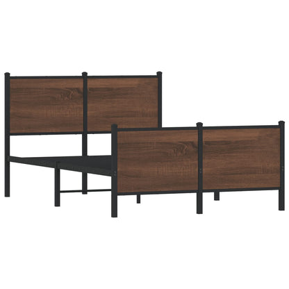 vidaXL Metal Bed Frame without Mattress Brown Oak 137x190 cm