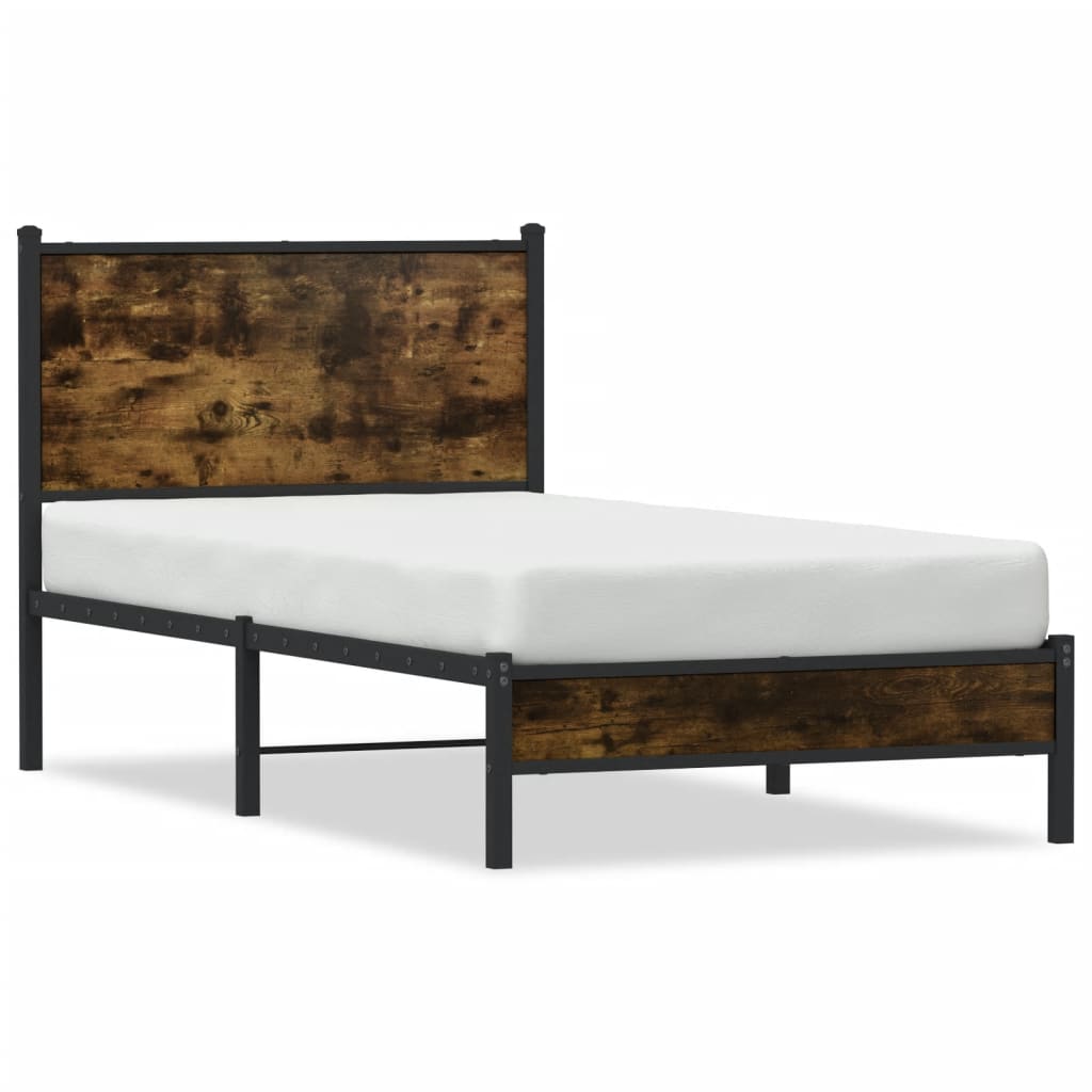 vidaXL Metal Bed Frame without Mattress Smoked Oak 90x190 cm Single