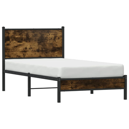 vidaXL Metal Bed Frame without Mattress Smoked Oak 90x190 cm Single