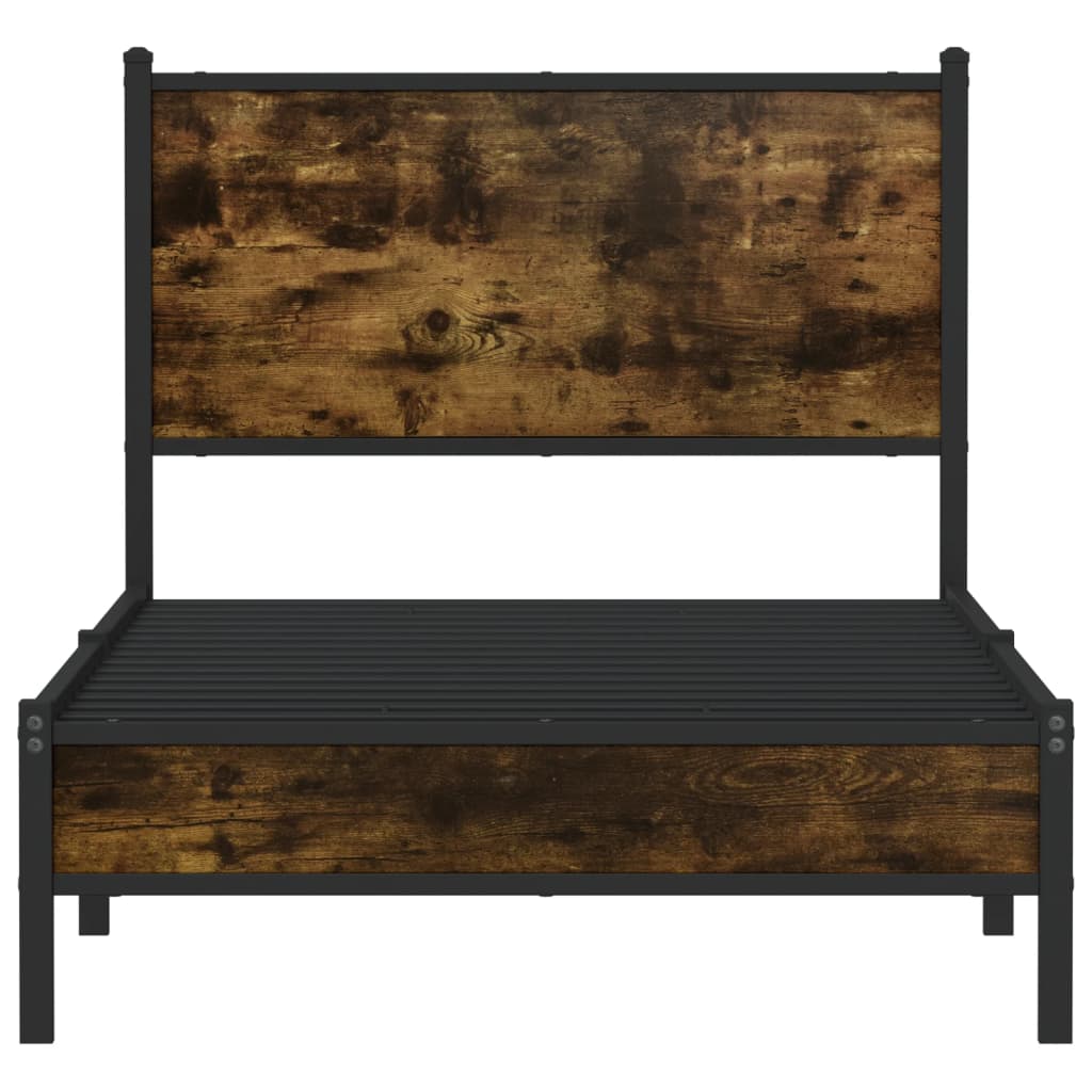 vidaXL Metal Bed Frame without Mattress Smoked Oak 90x190 cm Single