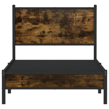 vidaXL Metal Bed Frame without Mattress Smoked Oak 90x190 cm Single