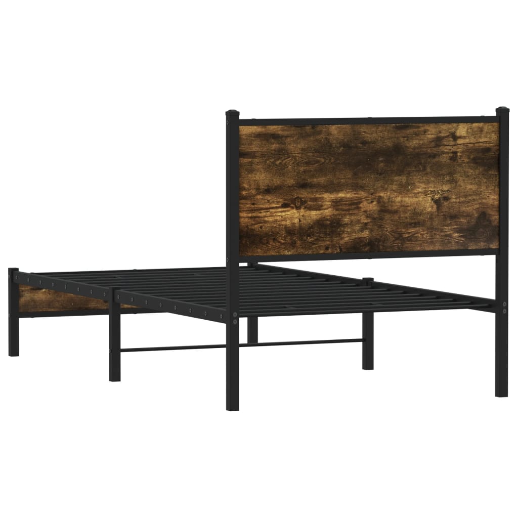 vidaXL Metal Bed Frame without Mattress Smoked Oak 90x190 cm Single