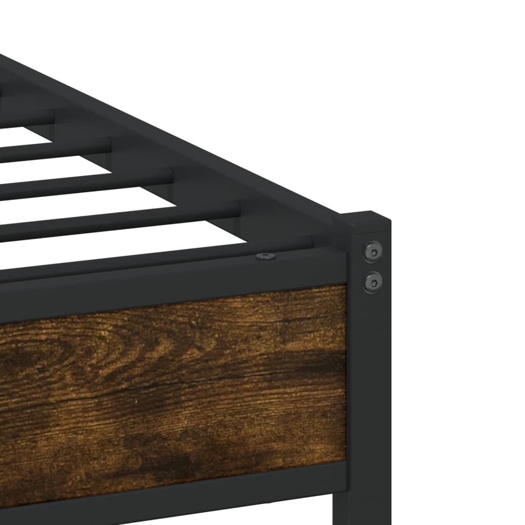 vidaXL Metal Bed Frame without Mattress Smoked Oak 90x190 cm Single