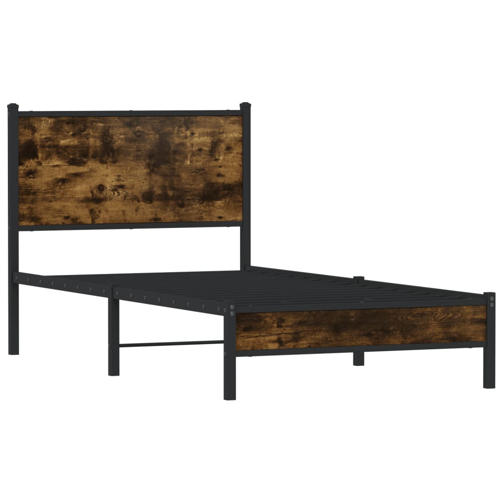 vidaXL Metal Bed Frame without Mattress Smoked Oak 90x200 cm