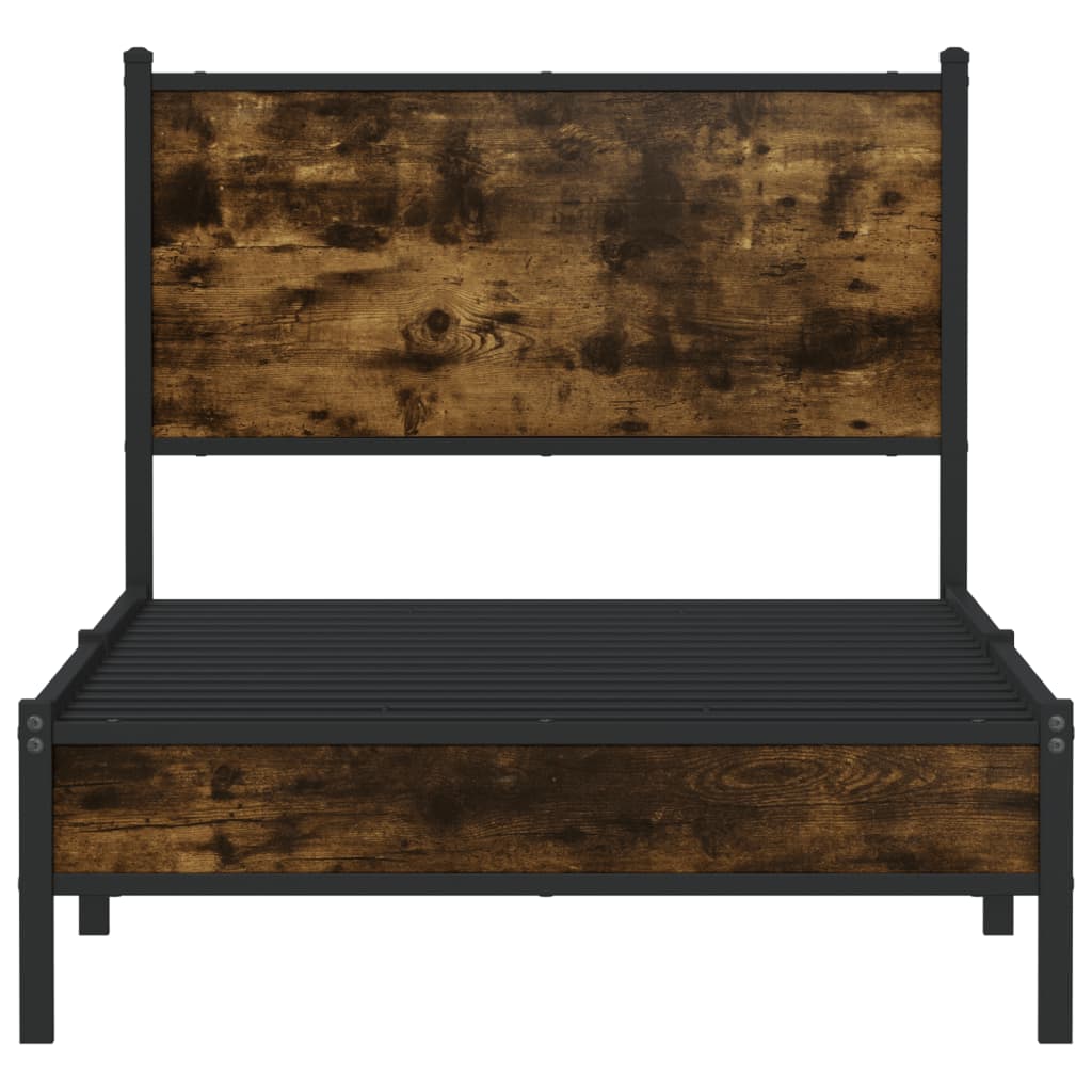 vidaXL Metal Bed Frame without Mattress Smoked Oak 90x200 cm
