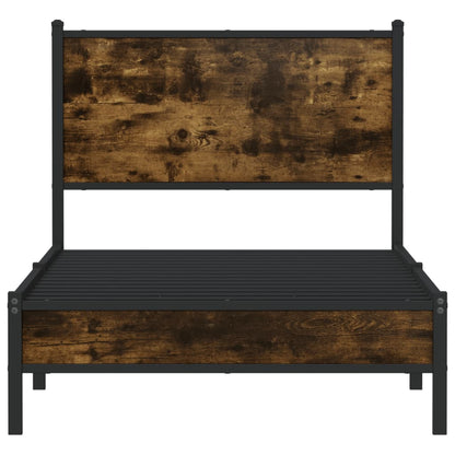 vidaXL Metal Bed Frame without Mattress Smoked Oak 90x200 cm