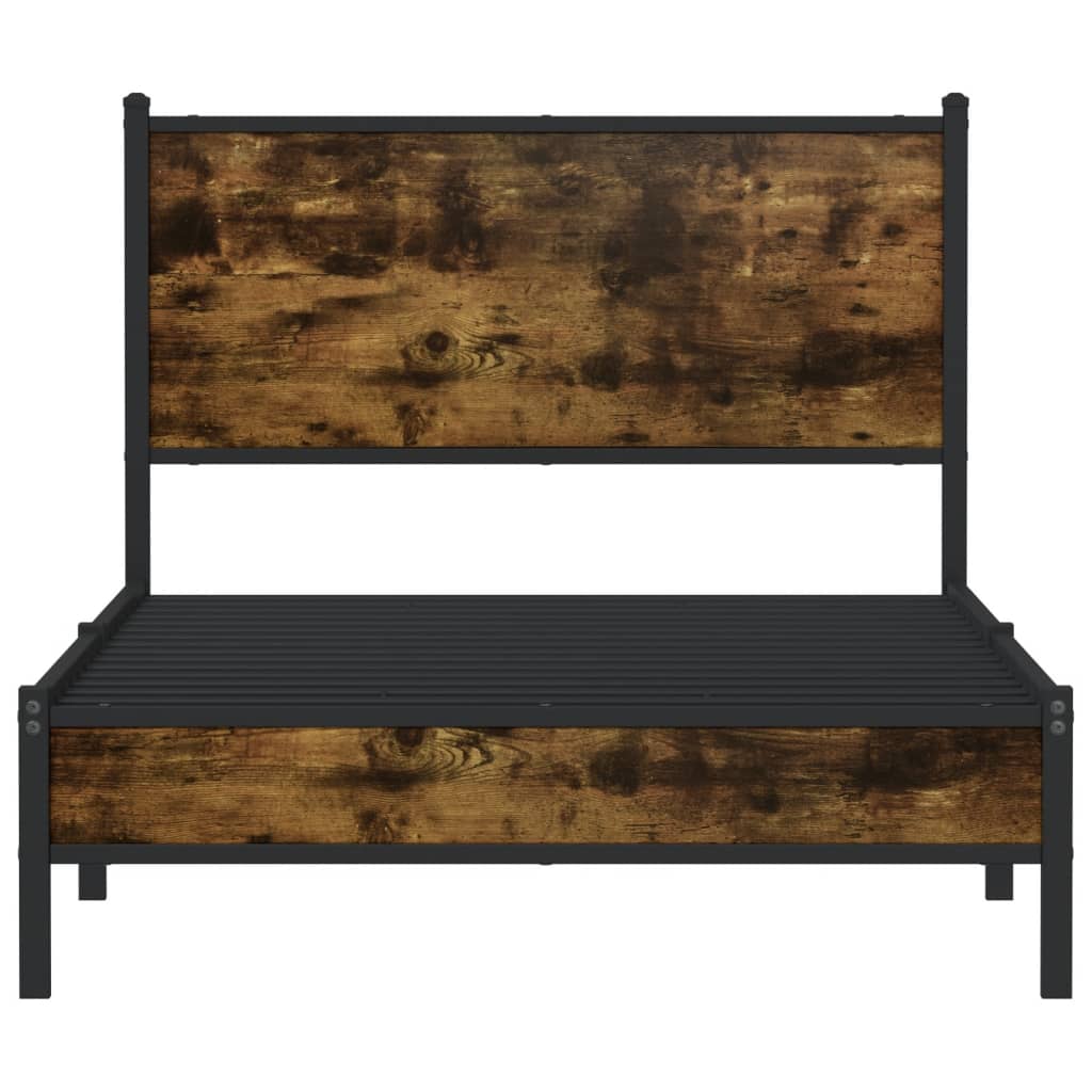 vidaXL Metal Bed Frame without Mattress Smoked Oak 107x203 cm