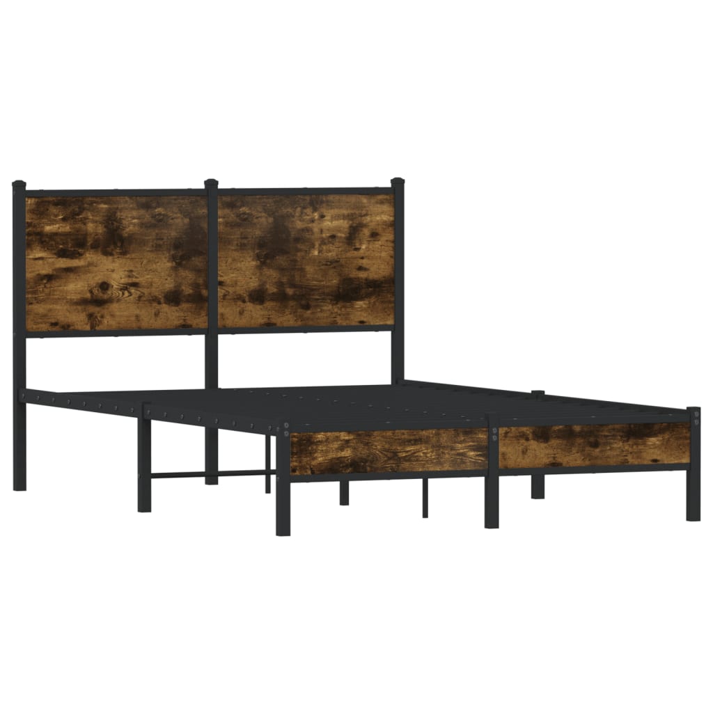 vidaXL Metal Bed Frame without Mattress Smoked Oak 120x200 cm