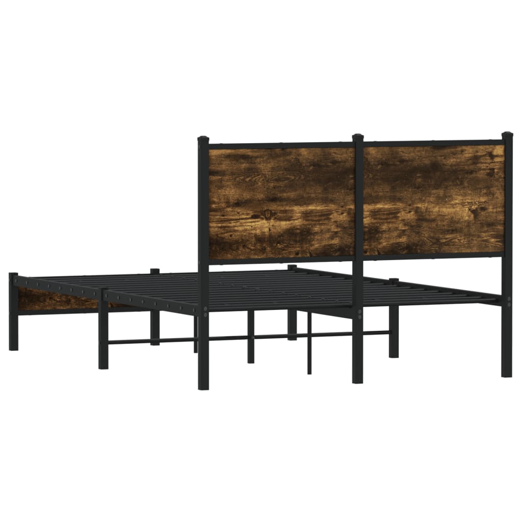 vidaXL Metal Bed Frame without Mattress Smoked Oak 120x200 cm