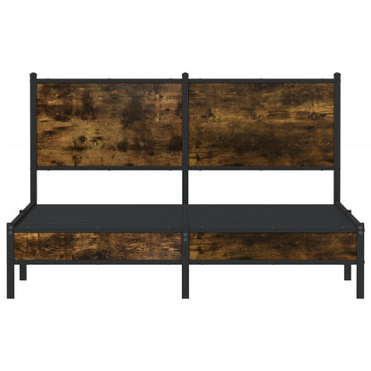 vidaXL Metal Bed Frame without Mattress Smoked Oak 137x190 cm