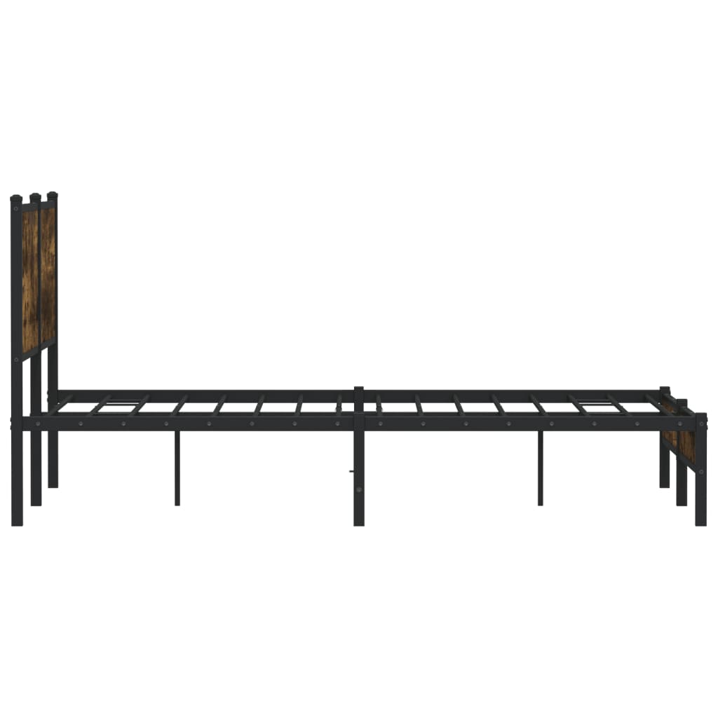 vidaXL Metal Bed Frame without Mattress Smoked Oak 137x190 cm