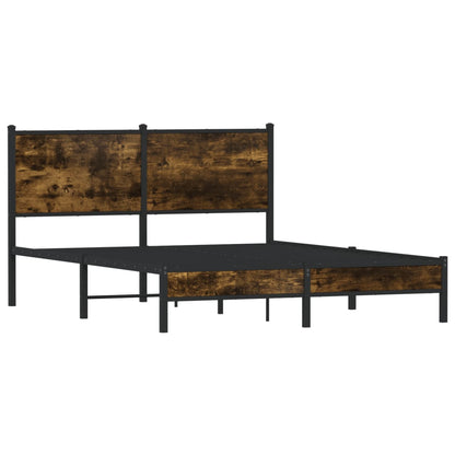vidaXL Metal Bed Frame without Mattress Smoked Oak 140x190 cm