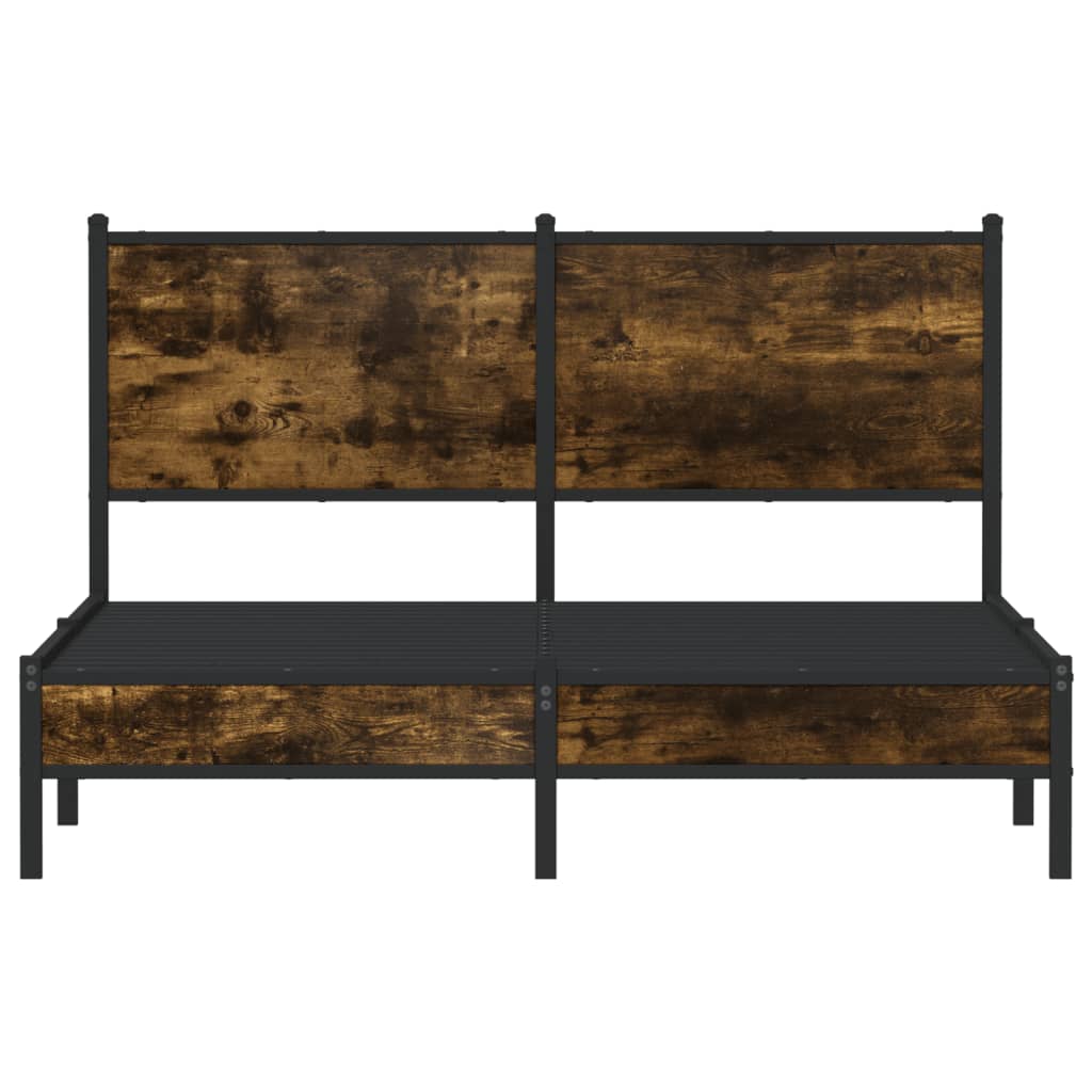 vidaXL Metal Bed Frame without Mattress Smoked Oak 140x200 cm