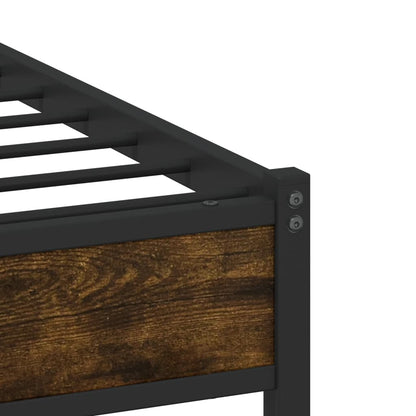 vidaXL Metal Bed Frame without Mattress Smoked Oak 140x200 cm