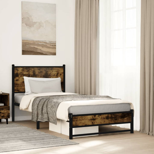 vidaXL Metal Bed Frame without Mattress Smoked Oak 80x200 cm