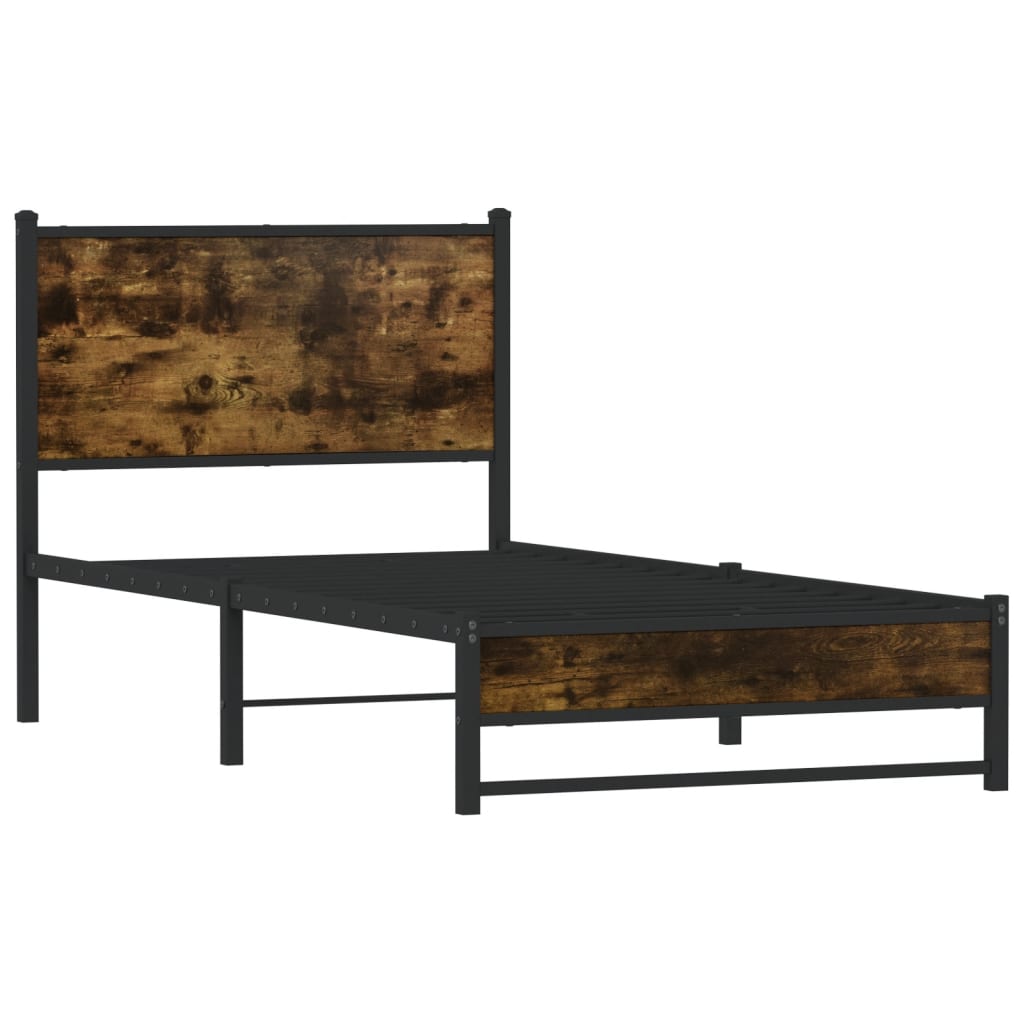 vidaXL Metal Bed Frame without Mattress Smoked Oak 90x190 cm Single