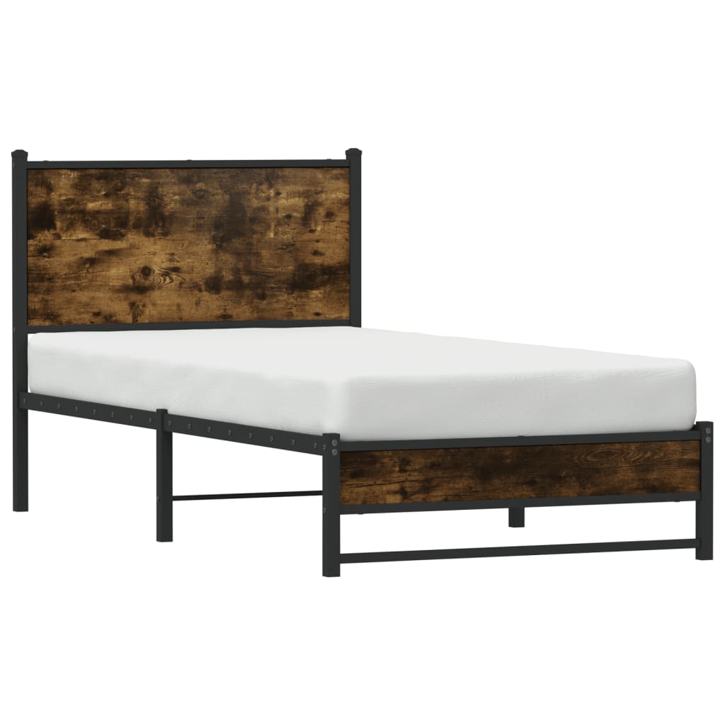 vidaXL Metal Bed Frame without Mattress Smoked Oak 90x190 cm Single