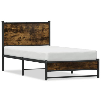 vidaXL Metal Bed Frame without Mattress Smoked Oak 90x200 cm